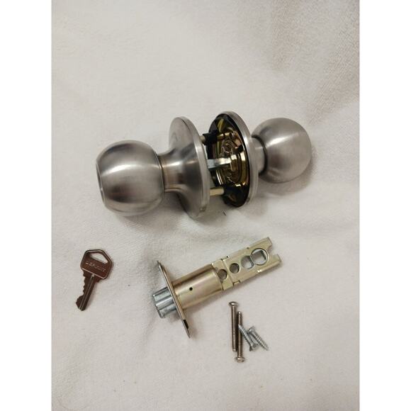 DEFIANT Door KNOB KEY Inside Bedroom Bathroom Turn BUTTON Silver SATIN Finish - Picture 10 of 10